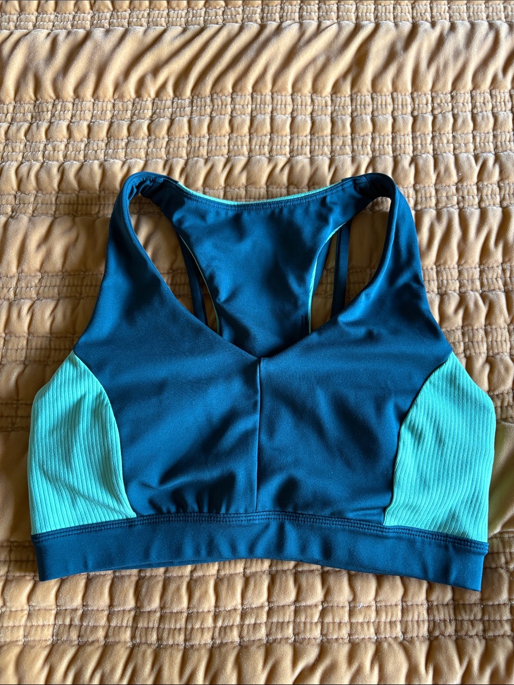 Peloton Forrest Green and Mint Green Racerback Sports Bra